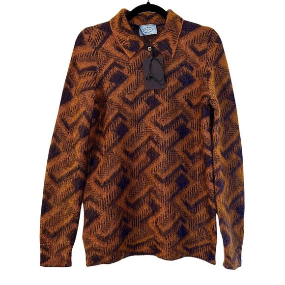 Prada NWT Women's Mohair Polo Multicolor Sweater